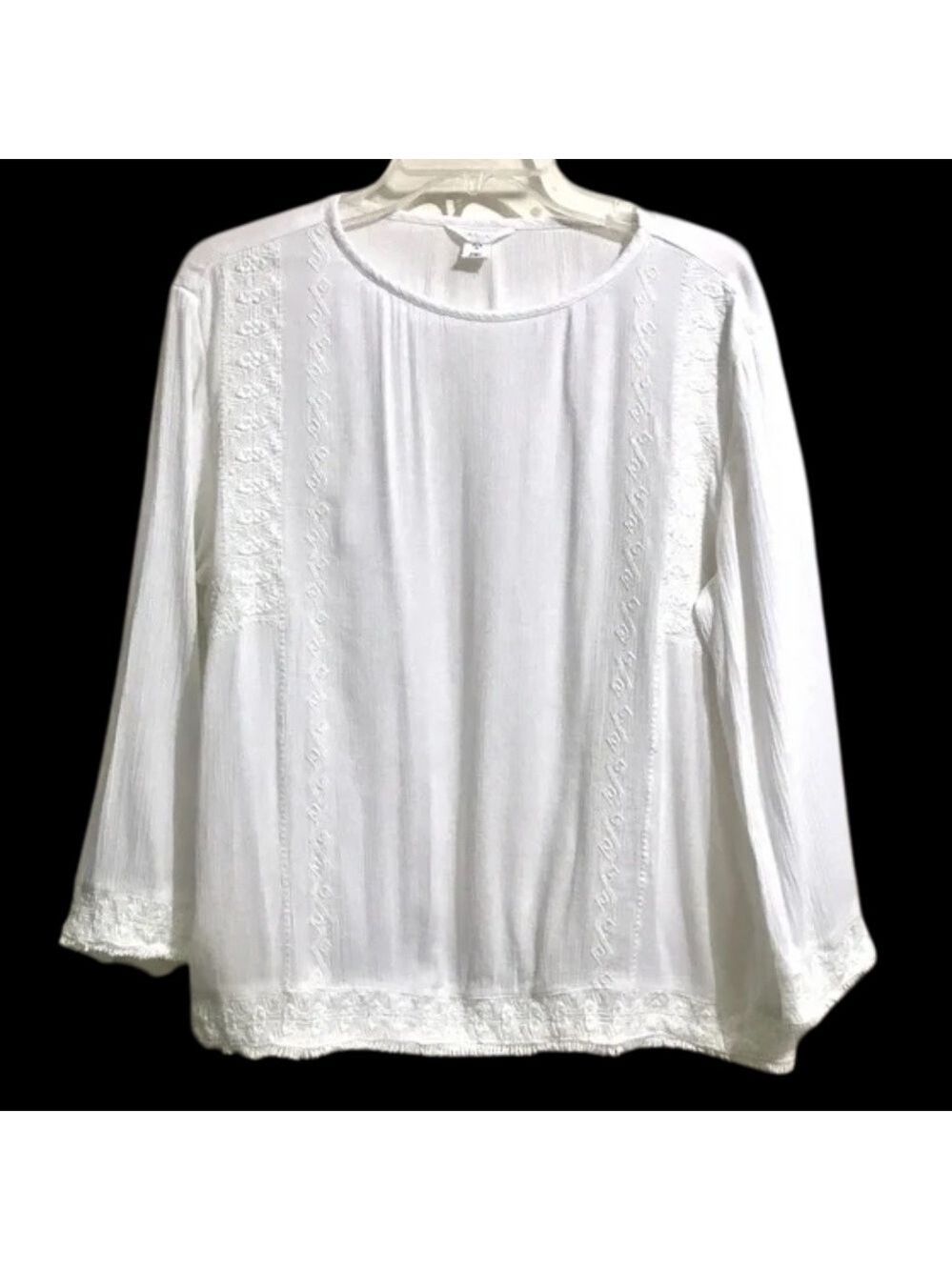 Caslon Long Sleeve Slip Over Blouse w/ Embroidery - Picture 1 of 12